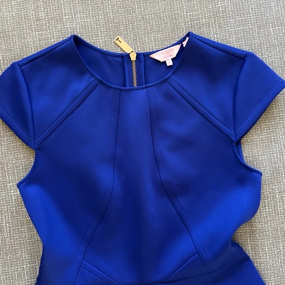 Ted Baker London Fit & Flare Scuba Dress – Royal Blue – Size 2 (US 6) - Picture 5 of 16